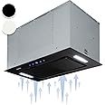 Klarstein HEKTOR SL Extractor Cooker Hood - Integrated Cooker Hood, 3 Speed Built in Kitchen Extractor Fan with Touch Control, Timer, 530 m³/h Exhaust Air Output, Black