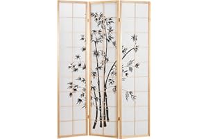 Homestyle4u 311, drewniany 3-panelowy rozdzielacz pokojowy lekki drewniany składany ekran ruchoma ścianka działowa papier shoji bambus