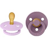 BIBS Colour Pacifier, 0-6 Months, 2-Pack, Violet Sky / Mauve | Symmetrical Teat | Natural Rubber Latex | Size 1 | BPA Free |