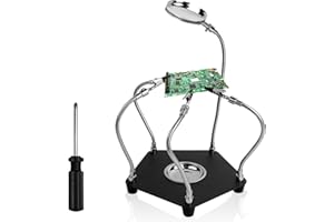 JOLIGAEA Terza Mano Saldatura, Supporto Saldatura con 3X Lente d'Ingrandimento e Braccia in Metallo Flessibili, Strumento di Supporto per PCB per Saldatura, Stazione di Saldatura per Circuito Lavori