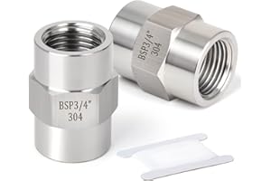 ERGAOBOY 2 piezas 3/4" hembra BSP x 3/4" hembra BSP rosca forjada de acero inoxidable hexagonal acoplamiento conector SUS 304 accesorios de tubería