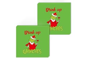 ATBEAMEN 20PCS Christmas Serviettes Napkins 33cm,Grinch Tissue Tableware for Party Paper Napkins Disposable,2Ply Beverage Luncheon Decorative Paper Serviettes Soft Christmas for Dinner,Restaurant