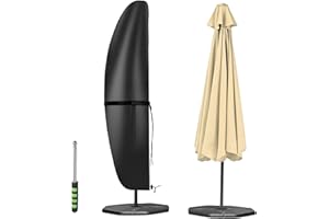 Aipwerer Housse Parasol Déporté, Housse de Protection pour Paraso avec Perche, Imperméable, Anti-UV, Coupe-Vent, Housse de Parasol de Jardin Extérieur Noir 210X45X75/32cm
