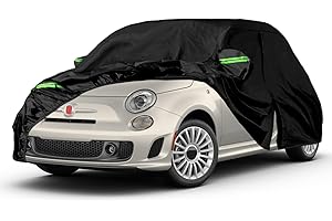 JUDANNA Telo Copriauto Impermeabile Compatibile con 2007-2024 Fiat 500 500C 500E Abarth, Copertura Auto per Esterno Copertura Auto Traspirante protezione da Pioggia Neve Brina Polvere Raggi Solari