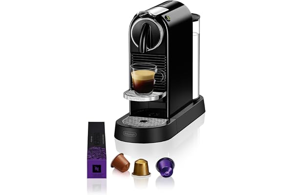 Nespresso De'Longhi Machine à Café Citiz Noir, 19 Bars + Kit de Bienvenue, Design Moderne, Expresso et Lungo, Arrêt Automatique, N167.B