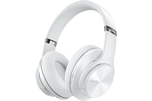 DOQAUS Cuffie Bluetooth Over Ear, [fino a 90 ore] Cuffie senza fili con 3 modalità EQ, HiFi Stereo Pieghevole Cuffie con Microfono per computer e telefoni cellulari-Bianco