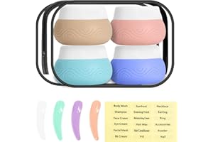 Riokko 4 Stück Döschen, 30ml Silikon Kosmetikbehälter Reisebehälter Silikon Reiseflaschen Mini Dosen Reise Kosmetik Behälter,Travel Essentials/Travel Accessories(Stylr D)