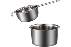 SEWACC Pot De Fusion Cire Bougie Inox - Bain- Idéal Pour Chocolat Beurre Cire - Poignée Ergonomique Et Facile À Nettoyer - 1 Jeu Pratique