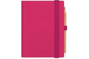 Legami - Agenda biquotidien Mini 2026, Raspberry, 12 mois Mini, carnet d'adresses et crayon inclus, fermeture avec élastique, journal de janvier 2026 à décembre 2026, en papier FSC certifié, 7 x 10 cm
