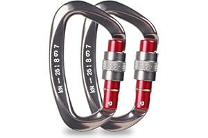 Mallez 2 Pezzi Moschettone da Arrampicata, 25 KN Moschettoni per Servizio Pesante con Cancello a Vite, D-Ring Moschettoni per Arrampicata, Discesa in Corda Doppia, Amache