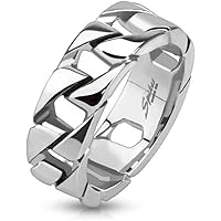 Kuzzoi Herrenring 925 Silber - Panzer Design 8mm Breite Größe 54-66