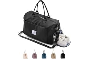 BOXSAM Sporttasche & Reisetasche für Damen und Herren, Tasche für Sport Fitness mit Schuhfach Nassfach, Sport Travel Bag Weekender mit Trolleyhülle, Wasserdicht Trainingstasche Gym Bag,Schwarz