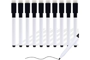 Autoau Pennarelli Lavagna Bianca Cancellabile, 10 Pacco Pennarello Lavagna Cancellabili Penna Cancellabile, Pennarello Nero Ideali per Scuole Case Uffici e Sale Riunioni(Non Magnetic)