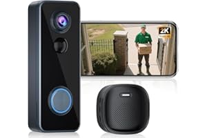 KAMEP Wireless Video Doorbell Camera with Chime Head-to-Toe View 2K HD Smart WiFi Door Bell with Camera Battery Operated Motion Detection, Night Vision 2-Way Audio SD Card & Cloud Storage Works with Alexa