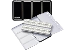 Meeden Boîtes en métal vides pour aquarelle - Peut contenir 12 demi-godets ou 6 godets, noir, Tin with Half Pans(48)