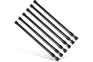 Goowin 6Pcs Tension Rod, 40-70cm Tension Curtain Rod, No Drilling Rustproof Spring Small Tension Rod, Adjustable Tension Rods for Closet, Kitchen, Cupboard, Wardrobe, Bookshelf (Black)