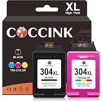 COCCINK 304XL Tintenpatronen Für HP – Schwarz & Farbe, Kompatibel Mit DeskJet 2600/3700, ENVY 5000/5055, AMP 100-130