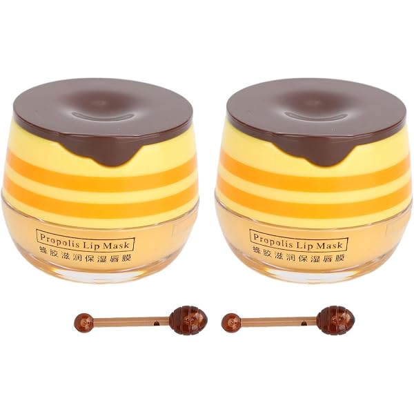 Honig-Lippenbalsam Set – 2 Tiegel Mit Lippenpinsel, Pflegendes Bienenwachs Für Trockene & Rissige Lippen