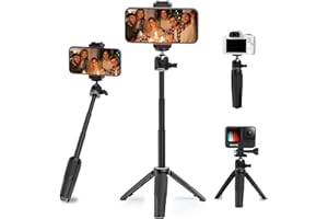 COMAN Selfie Stick mit Handyhalter, Tischstativ hochfeste Beine mit 1/4 Zoll Schraube und 360 Grad Panorama, Webcam, Kamera Mini Stativ für Smartphone iPhone Samsung, Black