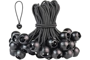 CRIVEPLE 30 Tendeurs élastiques avec Boule,10 cm - Tendeur en Caoutchouc avec Boule - pour bâches, Affiches, Tentes, Bannières, Pavillons, Noirs.