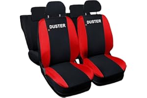Auto Accessori Lupex Fundas para Asientos de Coche compatibles Duster, Made in Italy, Color Negro Rojo,Juego de Fundas para Asientos Delanteros y Traseros, Airbag Compatible