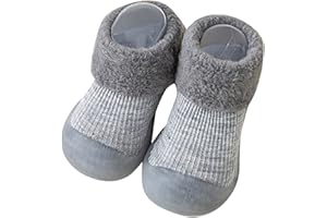HENAGEHDE Chaussures Chaussettes Bébé Filles Garçons Chaussure Premier Pas Chaussettes avec Semelle en Caoutchouc Antidérapante Mignonne Dessin Animé Chaussures Chaussettes Respirante Chaud Confortable