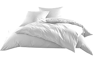 ‎BETTWAESCHE-MIT-STIL Bettwaesche-mit-Stil Mako-Satin Baumwollsatin Bettwäsche Uni einfarbig zum Kombinieren (Bettbezug 135 cm x 200 cm, Weiß)