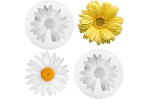 Ymapinc 2Pcs Daisy Flower Silicone Mold, DIY Crafts for 3D Candle Making Butter Candles Resin Clay Unique Molds for Home Decor(Transparent White)