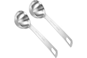 LUSOFIE 2 cucharas medidoras de 2/3 cucharadas (1 2/3 cucharaditas | 10 ml | 10 cc) Mini cucharas medidoras de acero inoxidable para cocina, cuchara de cocina, cuchara de café (plata)