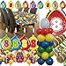 Produktbild 63-teiliges Deko-Set für den * 8. GEBURTSTAG * // mit Tischdecke, Wimpelkette, Geburtstagskerzen, Luftballons, Ballon-Haltern und Luftschlangen // Dekoration Kinder Kindergeburtstag achter bunt Kerzen