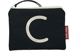 Hello-Bags. Bolso Inicial Monedero/Billetero/Tarjetero. Exterior: Algodón 100%. con Cremallera y Forro Interior. Incluye Bonito sobre Kraft de Regalo. Crudo/Negro. 14 x 10 cm.