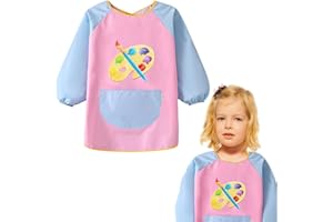 LECTNORE Grembiule da pittura per bambini Grembiule da pittura impermeabile Manica lunga per bambini Grembiule artistico per bambini con tasche per dipingere Cucinare Mangiare