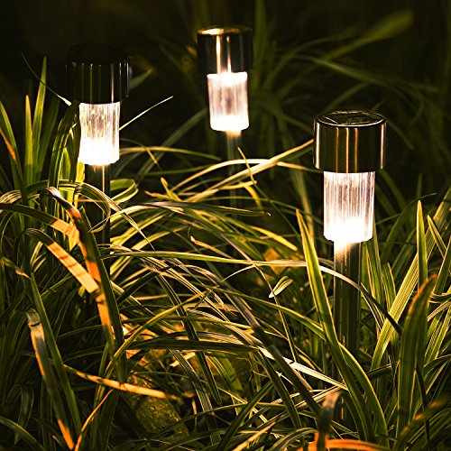 12 Stück LED Solarleuchte Gartenleuchte, OakLeaf Energie sparende Wegeleuchten mit Erdspieß Wasserdichte Gartenleuchte aus Edelstahl für Garten, Landscape, Outdoor - 2
