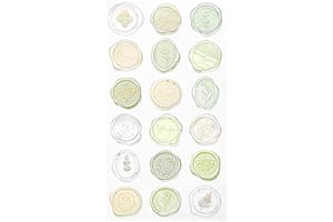 PAITOK 18 Pieces Vintage Wax Seal Stickers, Transparent Green, Waterproof, Single Use, Round, Indoor, Envelope Seal Stickers