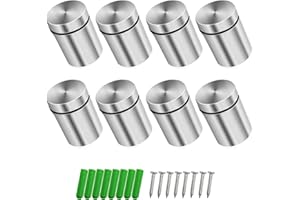 WJUAN 8 Pcs Advertising Screw Nails Sign Holders Nail Glass Standoff Fixings, Screw Glass Standoff Holder for Mounting and Fixing the Glass (Silver 18 x 26 mm)