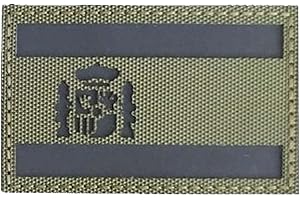 Gemelolandia | Parches Reflectantes de la Bandera de España | Para Ropa, Motos o Mochila | Tamaño 8x5cm (Verde-Negro)
