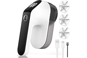 MEDE Rechargeable Fabric Shaver for Clothes,No Damage Lint Shaver 2000mAh Battery Electric Lint Remover with LED Display&3 Speeds,Effective Bobble Remover Debobbler Clothes Shaver (3 Blades Included)