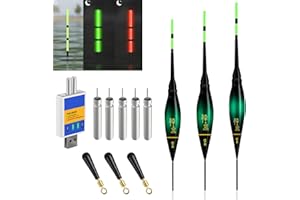 DZAY Lot de 3 Flotteurs Peche LED,Flotteurs de Pêche Set,Truite Bouchon,Haute Sensibilité, Intelligents Nuit Flotteurs de Pêche Lumineux LED Light,Utilisé pour La Pêche