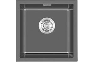 KINKIBOS 304 Stainless Steel Kitchen Sink 45 x 45 cm, Small Kitchen Sink, Kitchen Sink with Tap Hole and Overflow (Without Drain Pipe), 1 Bowl