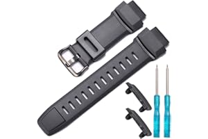 XBHSW 18 mm gumowy pasek do zegarka kompatybilny z Casio PRG-260/270/550/250 PRW3500/2500/5100 męska zapasowa czarna bransoletka wodoodporny silikonowy pasek z uszczelką przyłączeniową