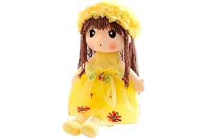 Bvizyelck Muñeca De Trapo, Muñeca De Trapo para Niña con Ropa Y Pelo, Muñeca De Peluche para Niñas, Muñeca De Princesa Rag Doll con Vestido Y Sombrero Extraíbles, Muñeca De Trapo Lavable A Máquina
