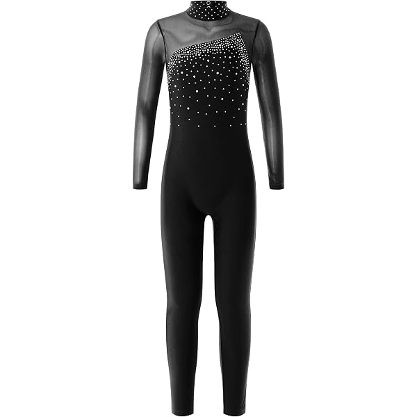 Justaucorps Danse Latin Avec Strass - Pour Enfants 5-16 Ans - 90% Polyester, 10% Élasthanne