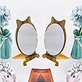 GRACIOUS MART - Table Mirror Standing Wood Framed Mirror Desktop Mirror for Makeup Cosmetic - [Round Mirror|Pack of 1] Floor Mount