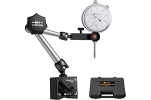 Neoteck Reloj Comparador 0-20mm Indicador de Cuadrante con 132lbs/60kg Tracción Máxima Base Magnetica 0.01mm Indicador de Dial para Impresora 3D Torno Taller Máquina CNC Sierra de Mesa
