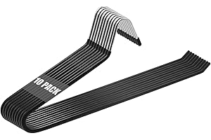 Veftsvy Perchas para Pantalones con Lado Abierto, 10 Piezas Metal Perchas para Pantalones Ahorra Espacio, Antideslizantes, Organizador de Pantalones, Vaqueros, Ropa, Toallas (Negro)