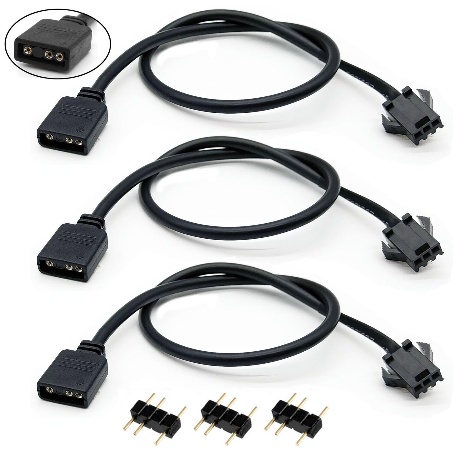 Jstincal 1-to-1 ARGB Extension Cable Review: 3-Pack, 5V 3-Pin Female to JST SM 3Pin Female, Black, 11.8 Inches