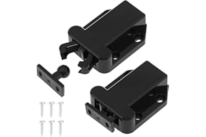 HOJLKLD Lot de 2 loquets à pousser pour armoire, verrouillage à ressort, système de verrouillage automatique pour tiroir, armoire, porte de placard (noir)
