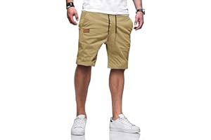 TARAINYA Short Homme Coton éTé Taille Elastique avec Poches Short Chino Homme Regular Fit