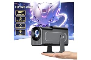 EROSHOO HY320 Mini Beamer Full HD Unterstützt 4K Android Outdoor Handy,Portable Heimkino Mini Projektor WiFi Bluetooth 1080P,180 Grad Drehen,Tragbarer Beamer Decke mit TV Stick/USB