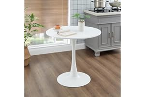 HFFAIWM Tavolo Rotondo Bianco Moderno - Semplice, Nordico per Pranzo, Tè al Latte, Tulipano - Balcone, Piccolo con Sedie (80 cm)